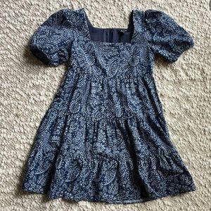 Madewell Paisley Blue Puff Sleeve Dress